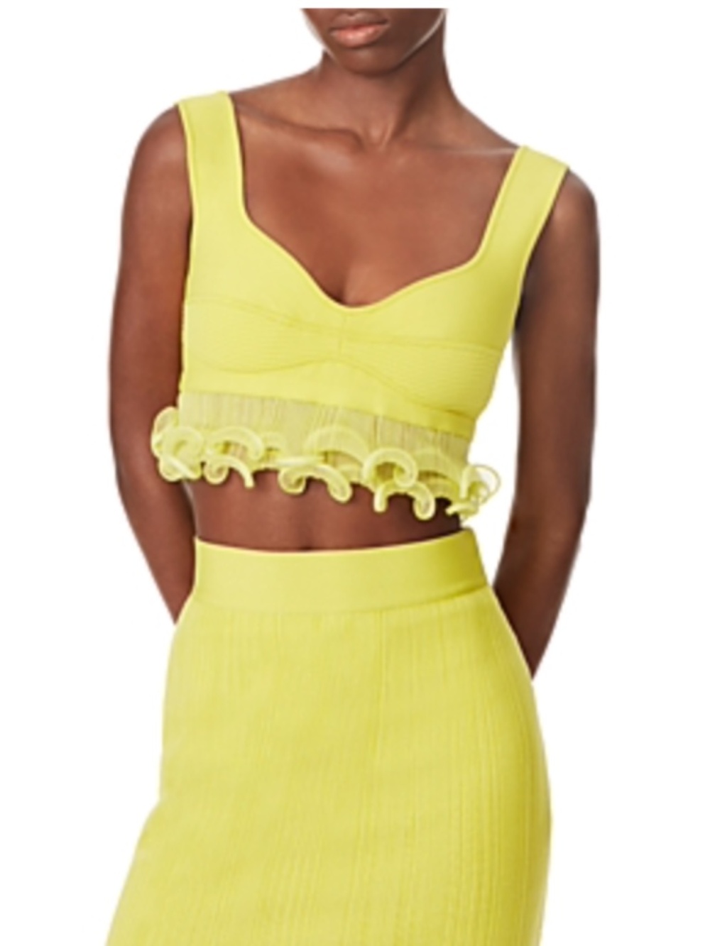 Plisse Ruffle Bra Top Herve Leger Plisse Ruffle Bra Top Charteuse NWT